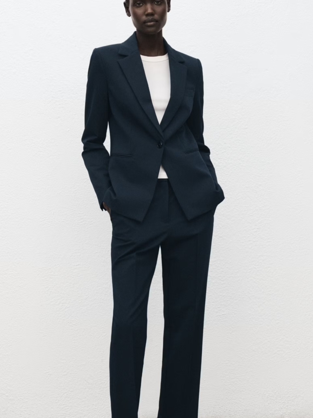 Mango Women's Navy Blazer and Trousers Suit Set